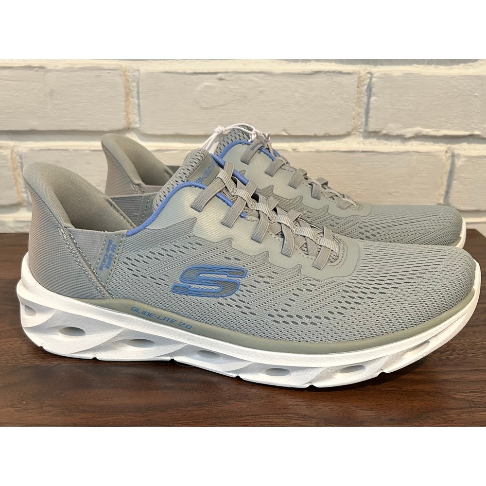 NWT Skechers‎ Hands Free Slip-ins Glide-Lite 2.0 Grey Blue Sneakers 179341 W 10